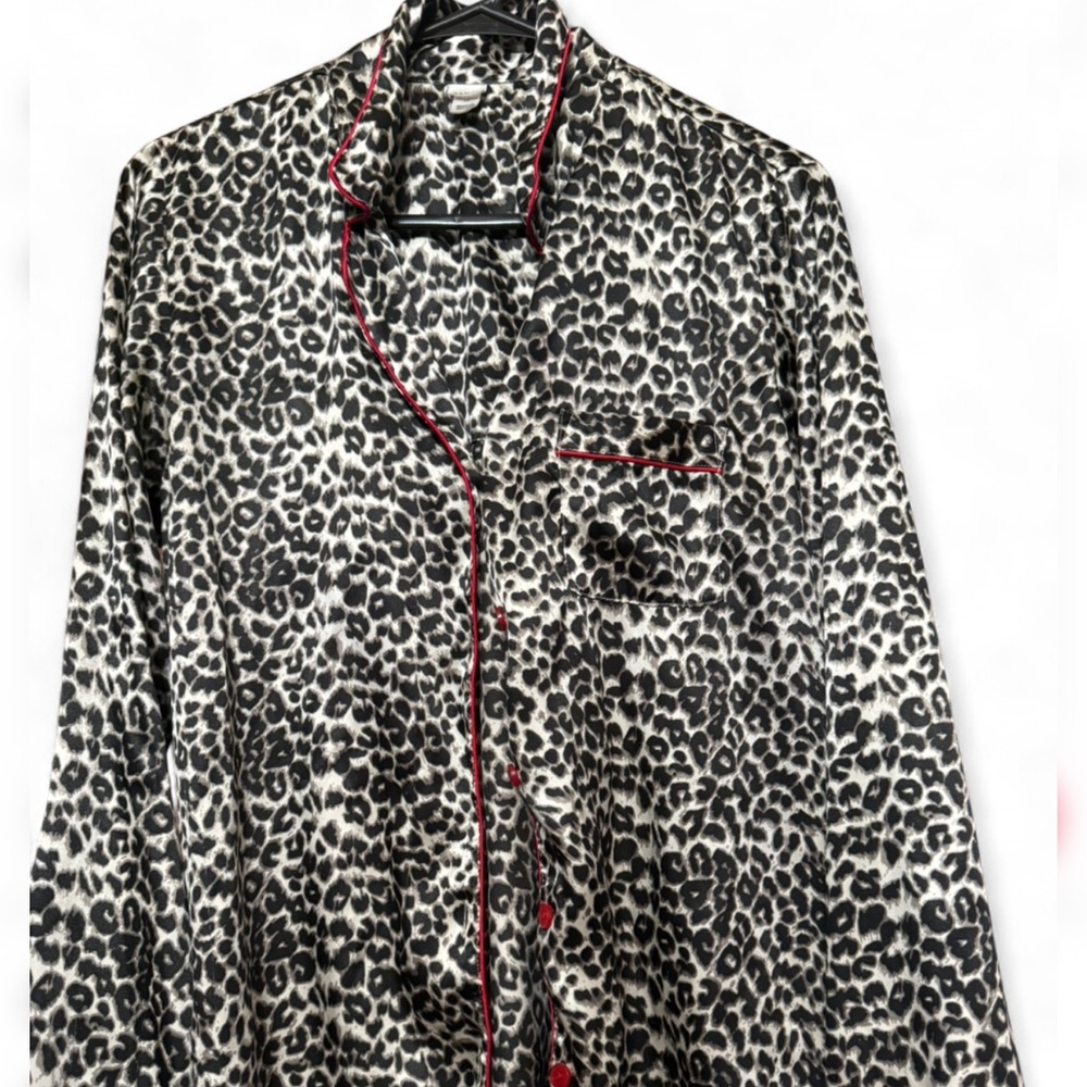 PINK Leopard Satin Top with Pink Logo Tag
